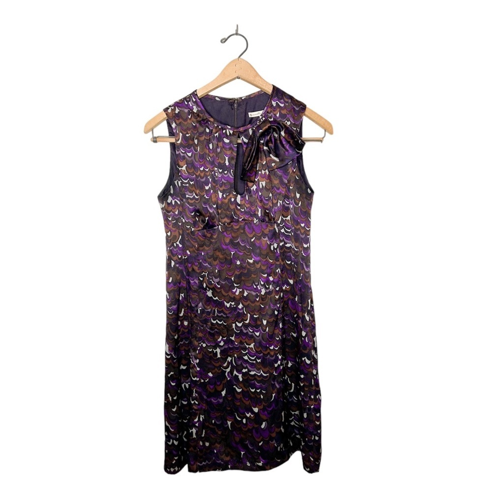 Nanette Lepore Retro Purple Geometric‎ Print Sleeveless Silk Mini Shift Dress 4